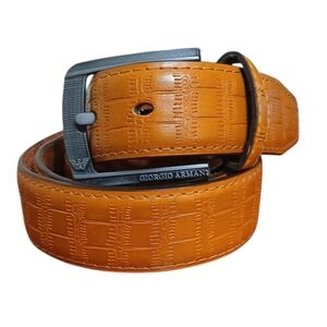 NEW GIORGIO ARMANI Men's Tan/ Caramel Croc Embossed Leather Belt 2X-3X 4…